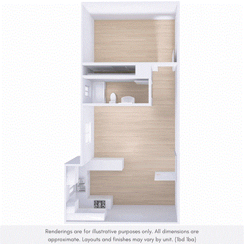 Floor plan for 1 bed, 1 bath, 850 sqft